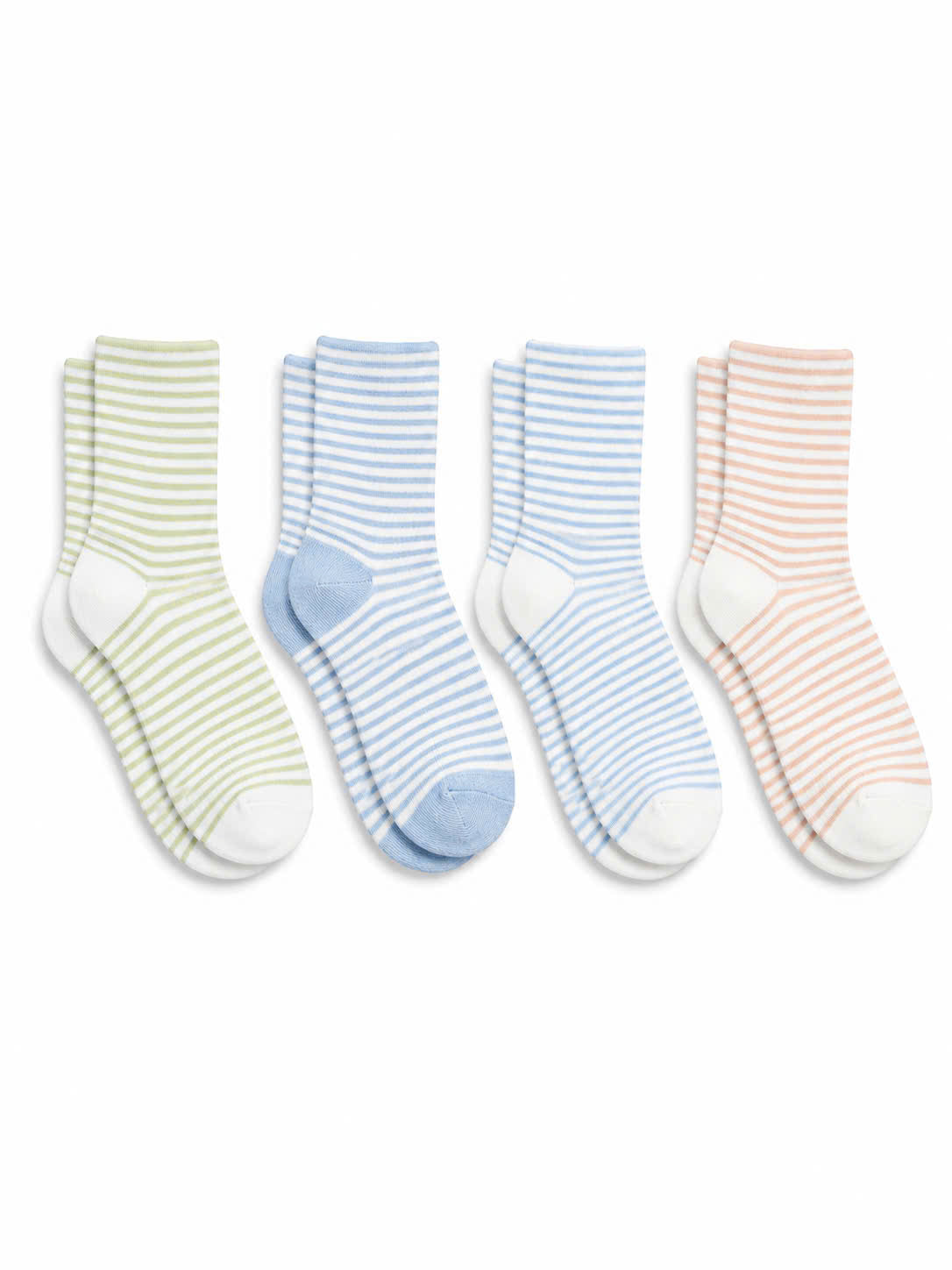 Bộ sưu tập vớ tất cổ cao họa tiết kẻ sọc ngang phong cách vintage gồm 4 phối màu pastel Kẻ Matcha Kẻ Xanh Sữa Kẻ Mây Kẻ Dâu êm