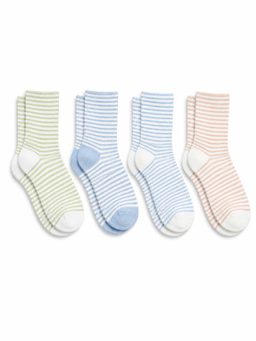 Bộ sưu tập vớ tất cổ cao họa tiết kẻ sọc ngang phong cách vintage gồm 4 phối màu pastel Kẻ Matcha Kẻ Xanh Sữa Kẻ Mây Kẻ Dâu êm