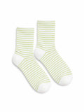 Vớ tất cổ cao họa tiết kẻ sọc ngang phong cách vintage mẫu Kẻ Matcha màu xanh bơ pastel ngọt ngào chất cotton thoáng khí êm