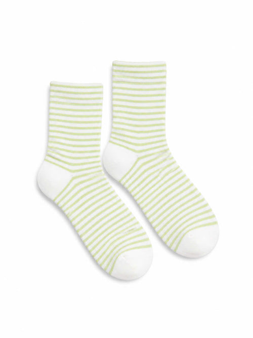 Vớ tất cổ cao họa tiết kẻ sọc ngang phong cách vintage mẫu Kẻ Matcha màu xanh bơ pastel ngọt ngào chất cotton thoáng khí êm
