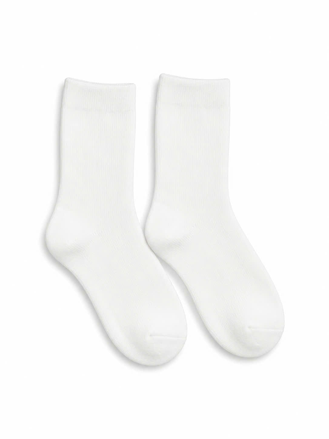 Vớ tất cổ trung dòng cơ bản cotton thoáng khí mẫu Trắng Trơn basic dệt gân dọc ôm chân nhẹ nhàng chuẩn mọi outfit đi học êm